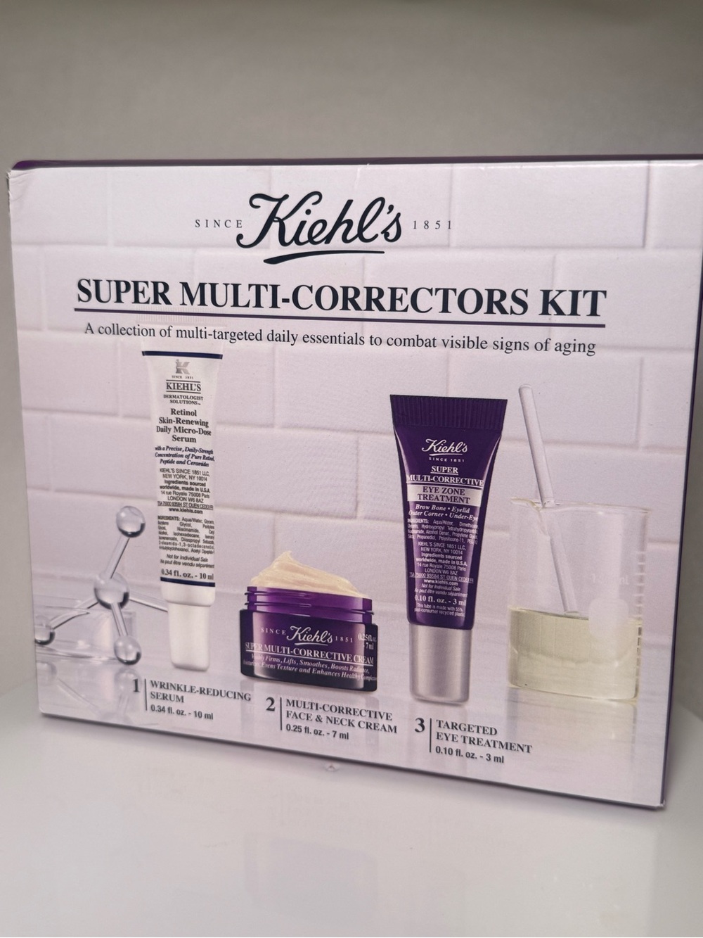 Kiehl’s Super Multi-Correctors Kit Anti-Aging Set Retinol Serum Eye Cream NEW